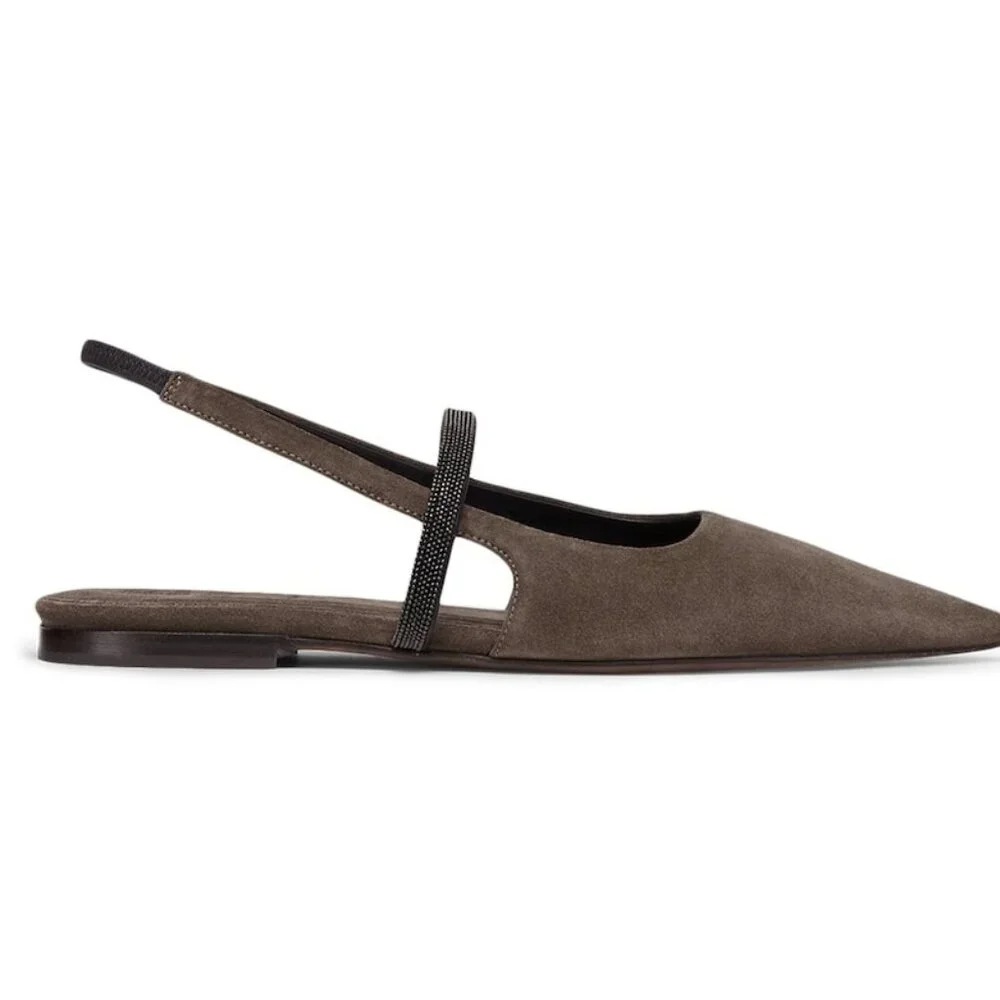 BRUNELLO CUCINELLI Suede Slingback Flats size 39 NEW